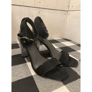 NEW Rebecca Minkoff Black Rhinestone Heels Sparkly Kid Suede Wedding Guest 7